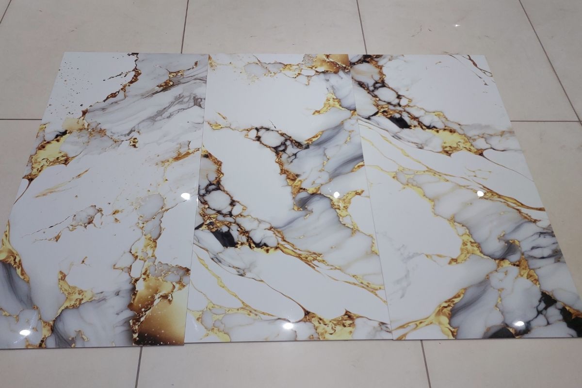 â€œLumina Tileâ€™s Dazzling Golden Elegance: Elevating Spaces with Hi-Glossy Porcelain Tilesâ€
