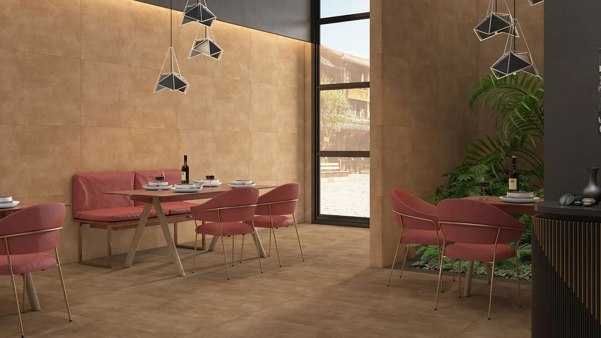 Cement-look café, floor and walls